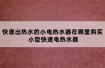 快速出热水的小电热水器在哪里购买 小型快速电热水器